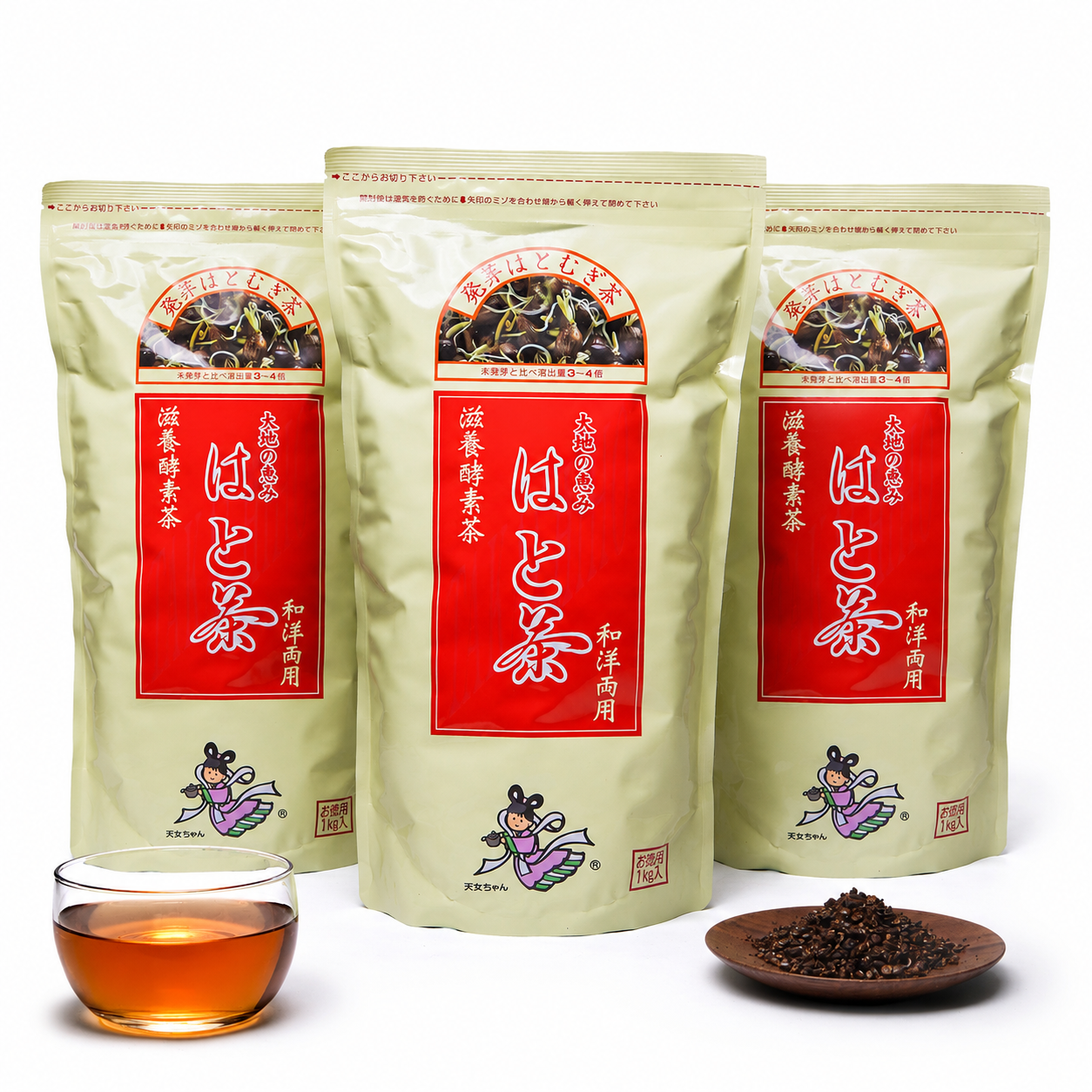 はと茶１㎏×3本(健康茶Hセット/はとむぎ茶）